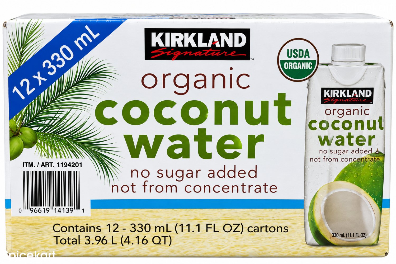 Kirkland Organic Coconut Water 12 X 330 ML