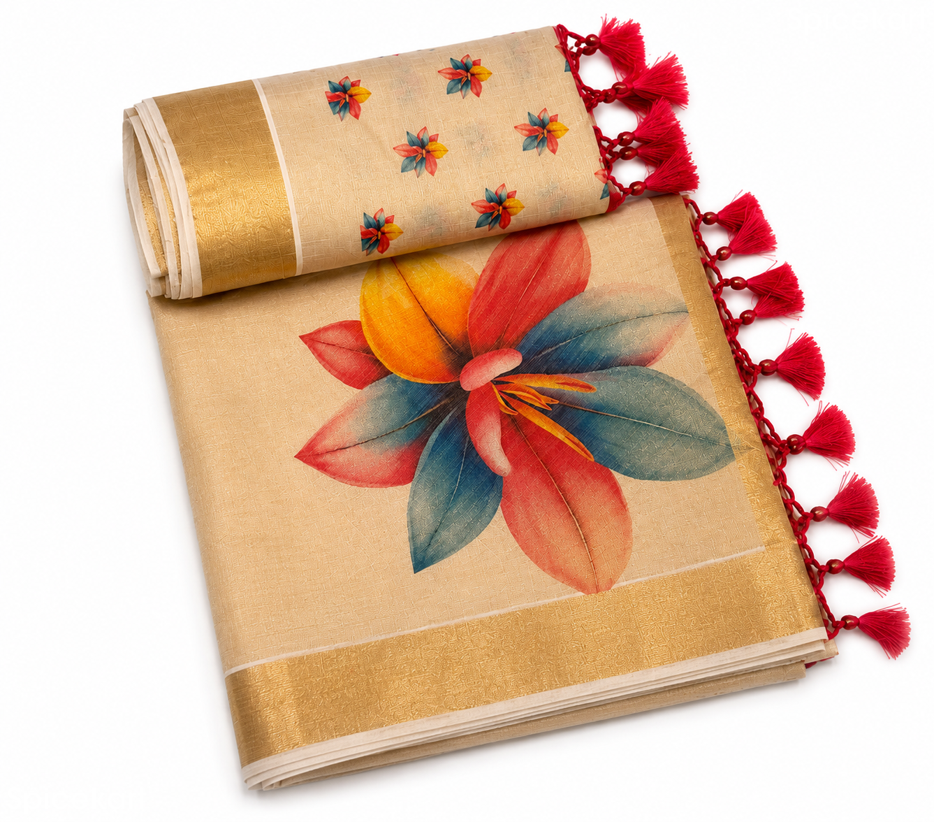 Kasavu Floral Saree