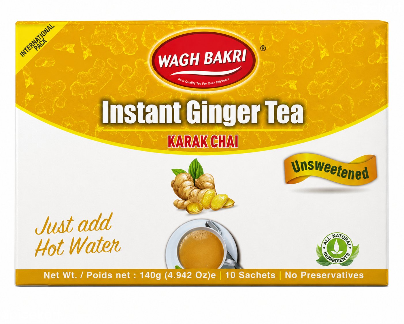 Wagh Bakri Instant Ginger Tea - Karnak Chai (Unsweetened)