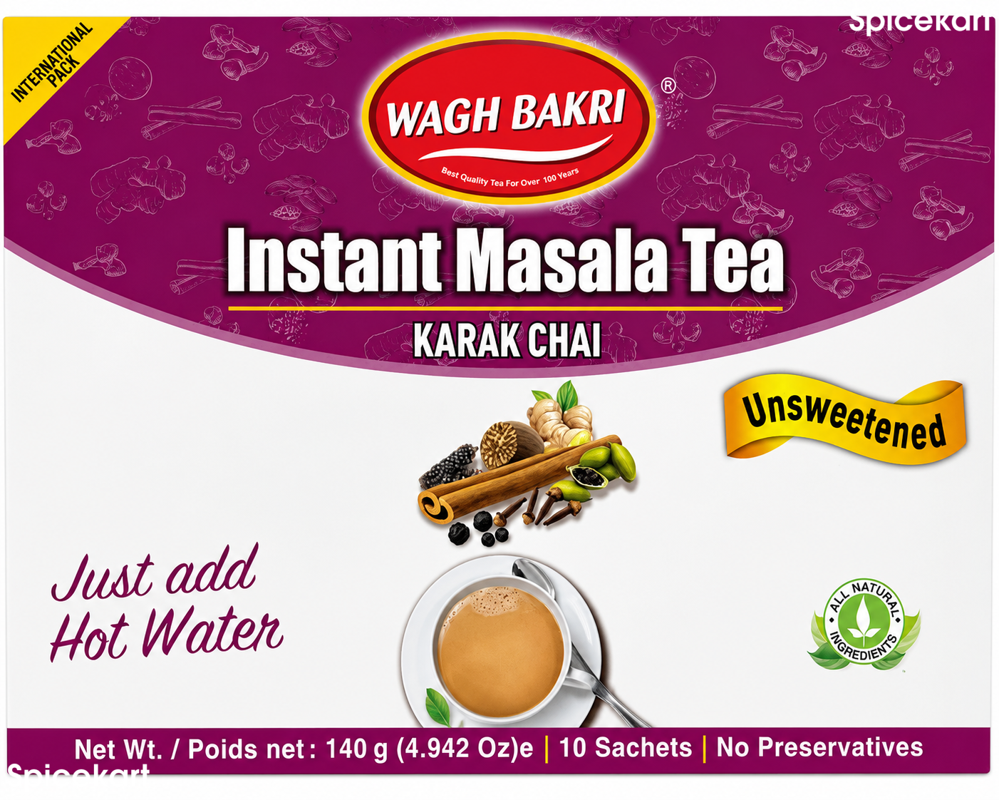 Wagh Bakri Instant Masala Tea - Karachi Chai (Unsweetened)