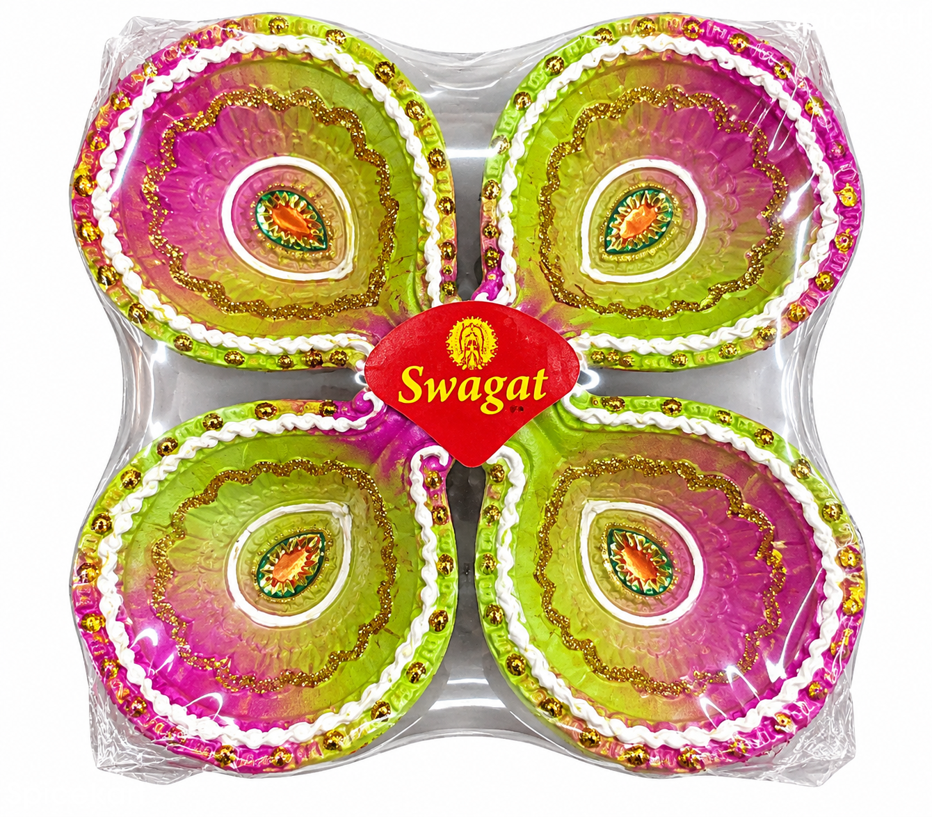 Diya Colored Pack (4) Green Pink