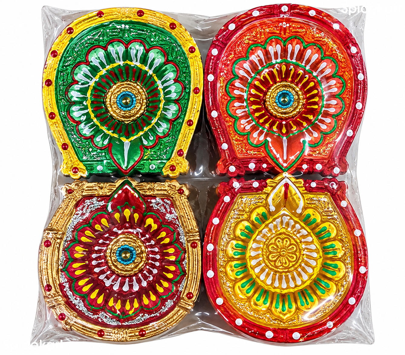 Multicolor Design Diya Lamps pack (4)