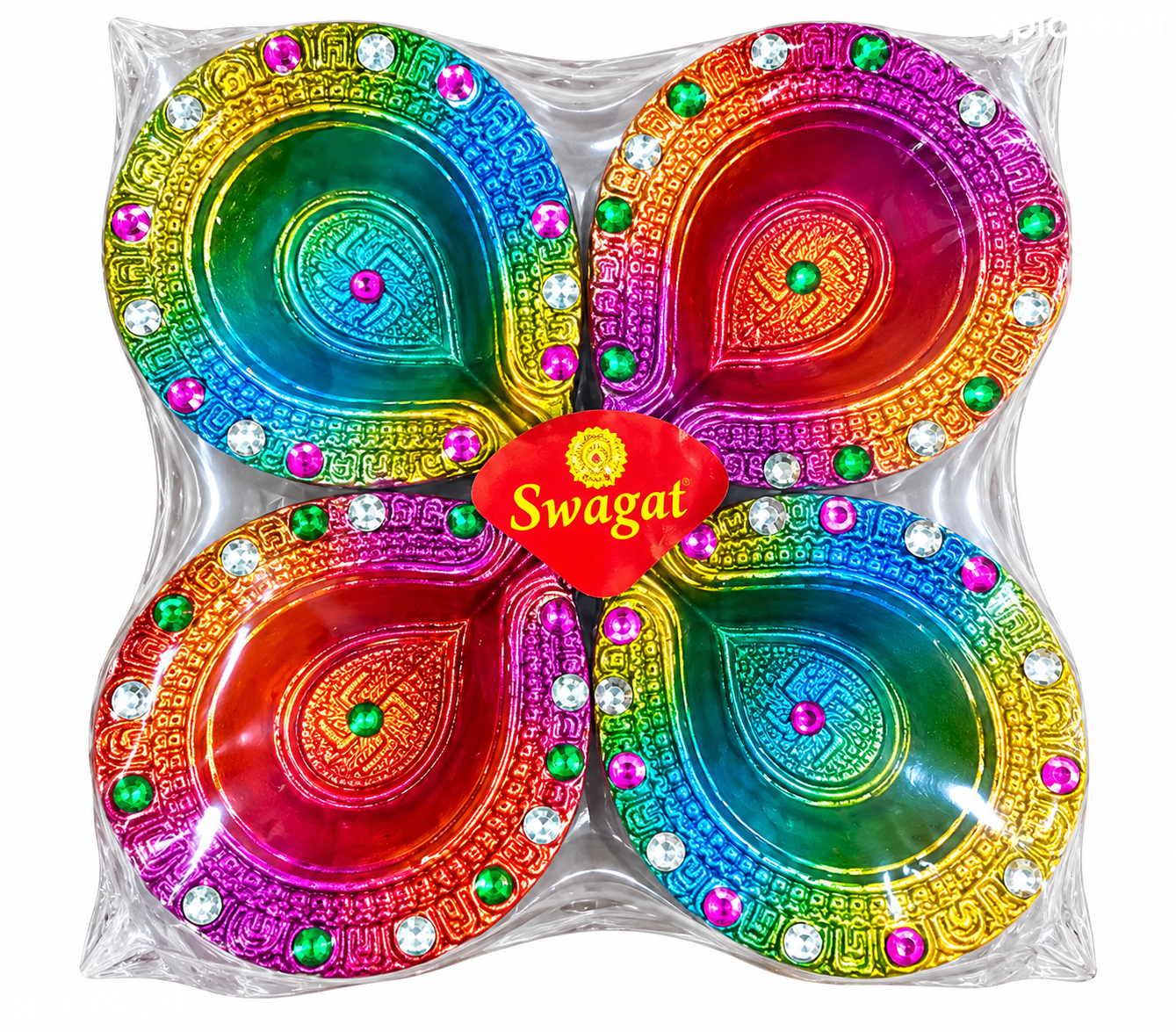 Four Color Diya Lamps pack (4)