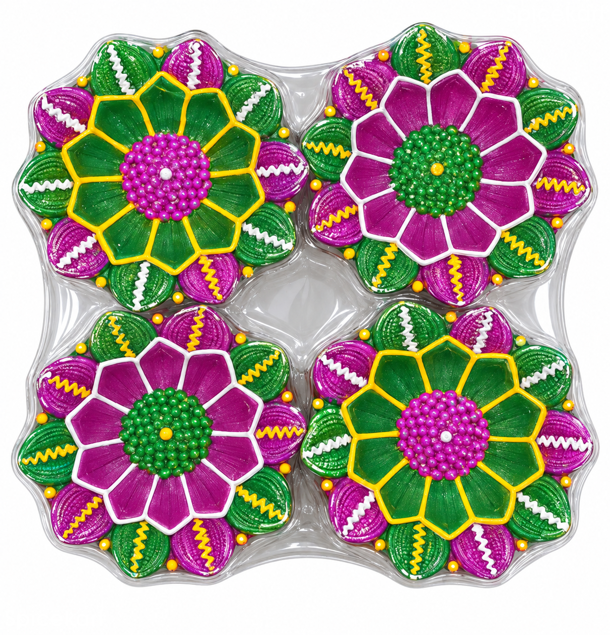 Clay Diya - Flower design Pack (4)