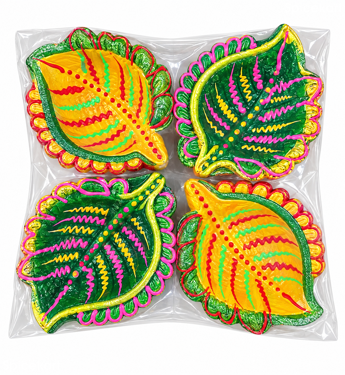 Clay Diya - Leaf Design Pack (4)