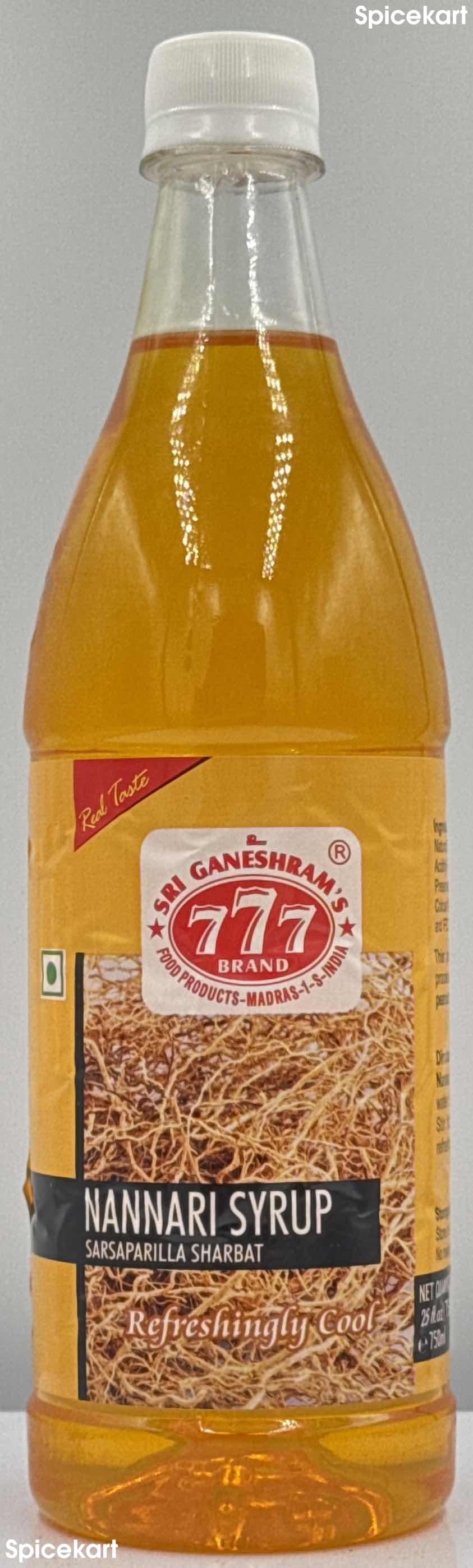 Sri Ganeshram’s 777 Brand - Nannari Syrup (Sarsaparilla Sharbat)
