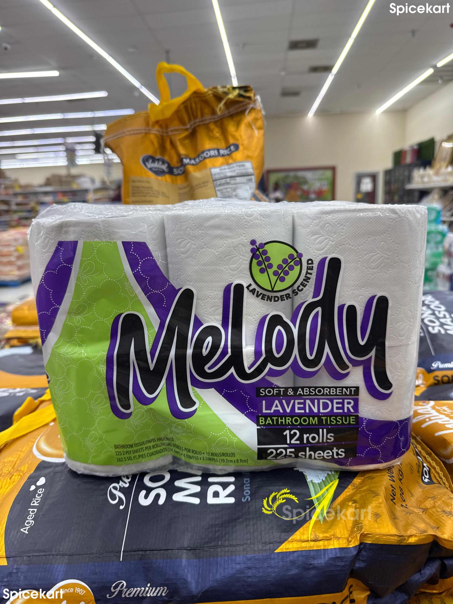 Melody, Soft and Absorbent Lavender Bathroom Tissue 12 Rolls