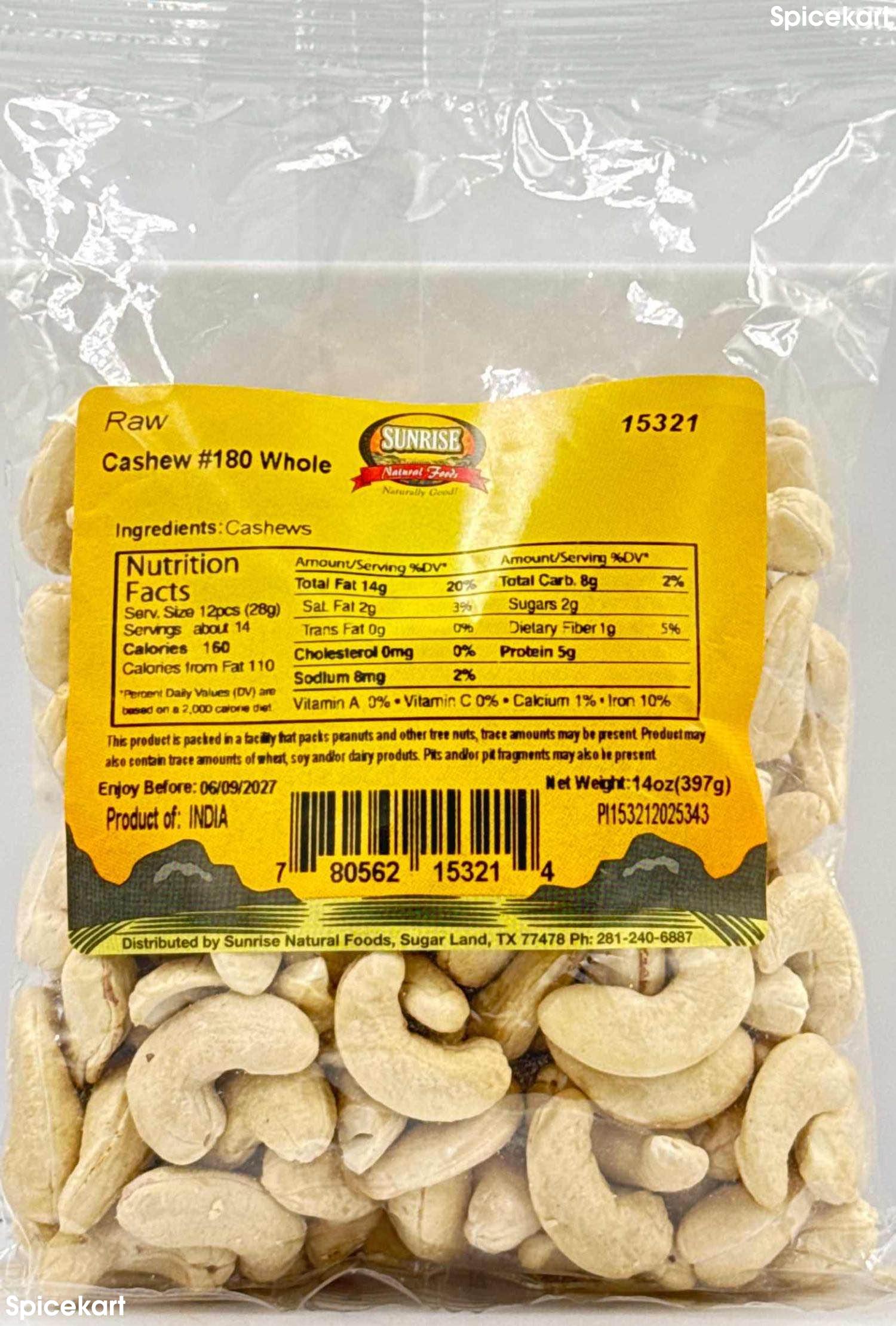 Sunrise Whole Cashew #180