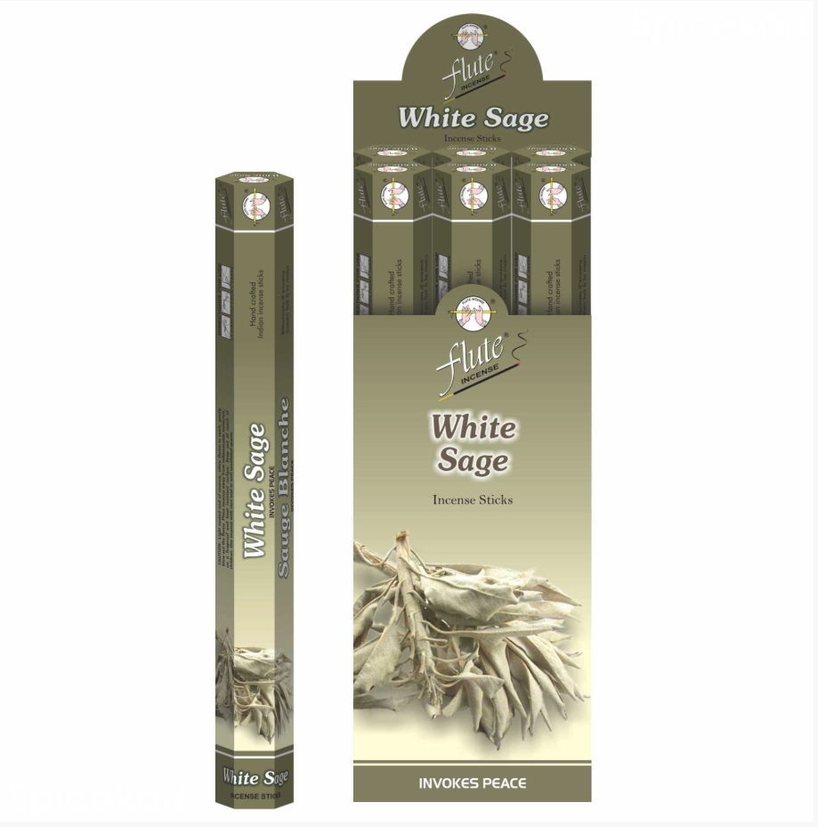 Flute White Sage Incense Sticks 6 Pack - Single